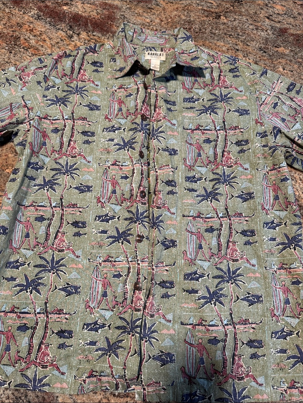 Kahala Green Tropical Print Button-Down Shirt